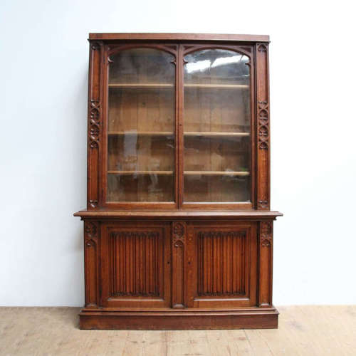 An Early Victorian Gothic Revival Oak Bookcase