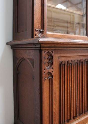 An Early Victorian Gothic Revival Oak Bookcase