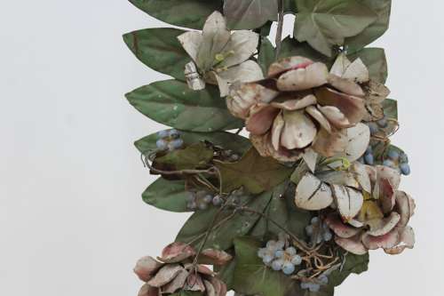 Pair of 19th Century Carved Urns and Tole Flowers