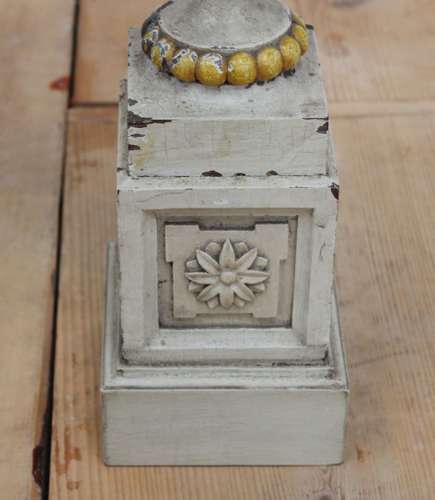Pair of 19th Century Carved Urns and Tole Flowers