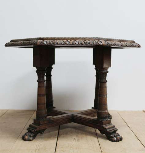 19th Century Carved Oak Centre Table
