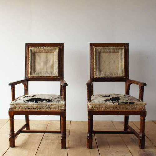 Pair of 19th Century Gothic Armchairs