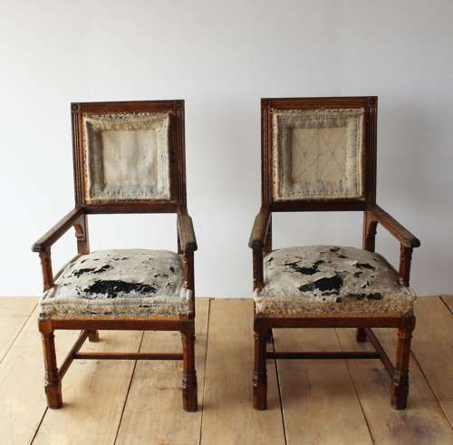 Pair of 19th Century Gothic Armchairs