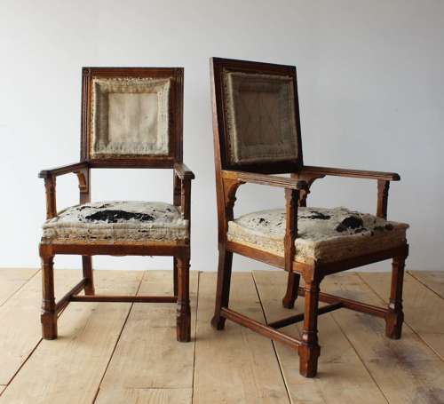 Pair of 19th Century Gothic Armchairs