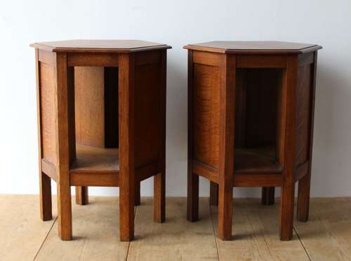 Pair of Quarter Sawn Lamp Tables