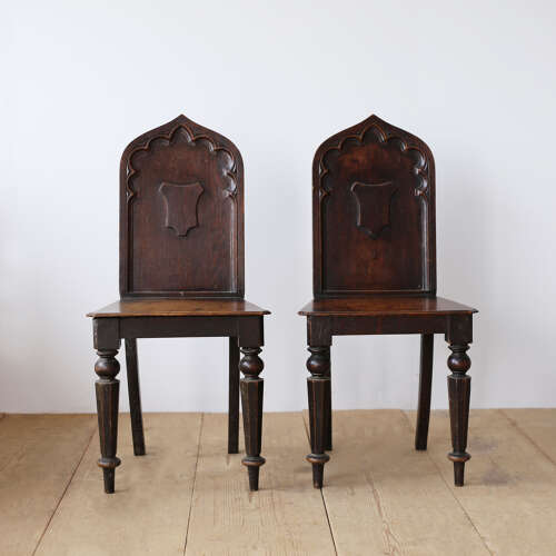 Pair of Gothic Hall Chairs