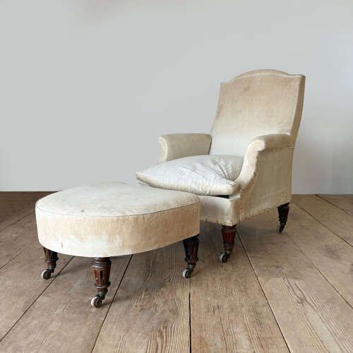 19th Century Armchair and Stool