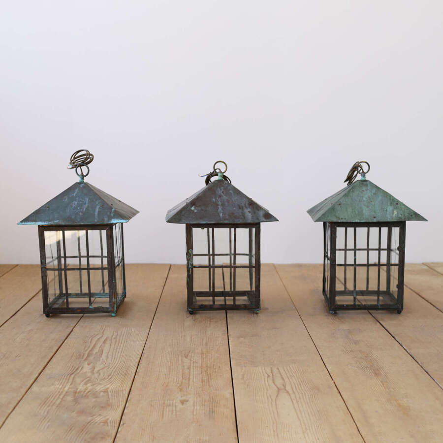 Set of Three Arts and Crafts Lanterns
